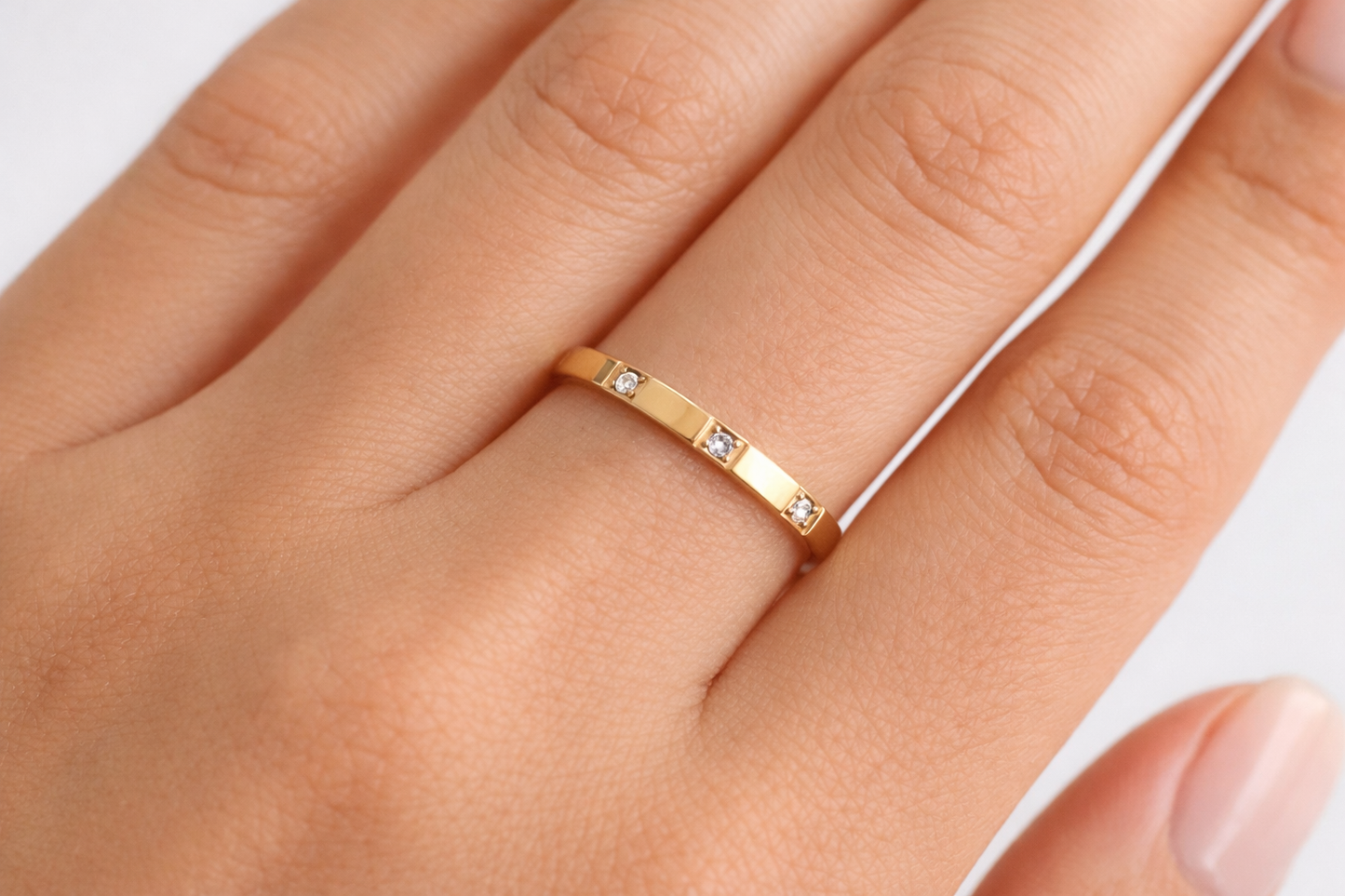 Triple Stone 18K Gold Filled Ring