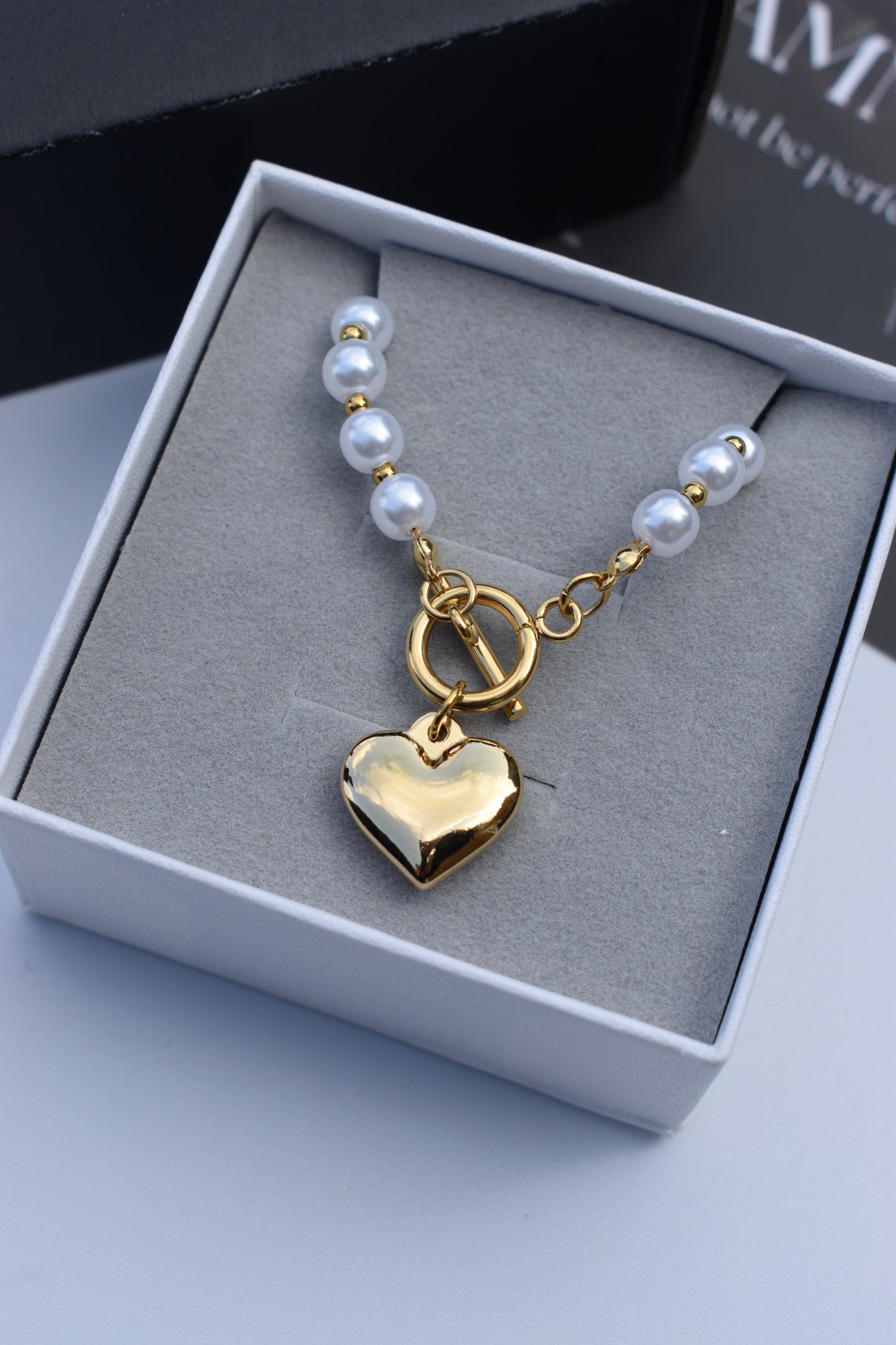 Camila Heart & Pearl Necklace 18K Gold plated S. steel