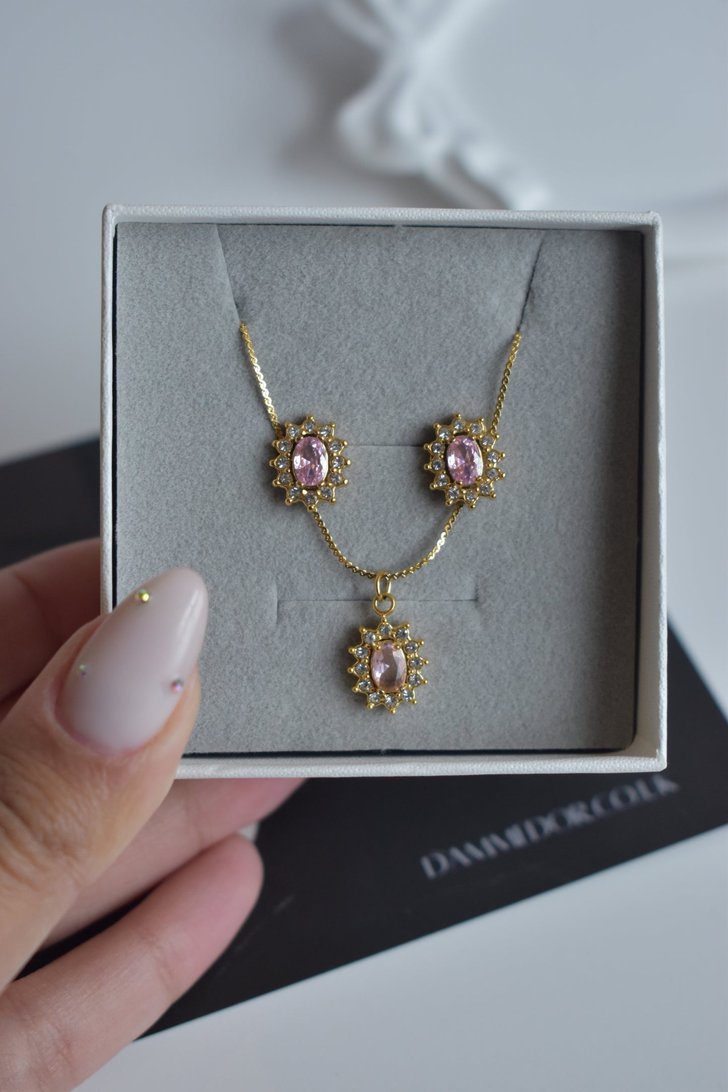 Solene - 18K Gold Filled Jewelry Set | Necklace & Earrings Studs Stainless Steel