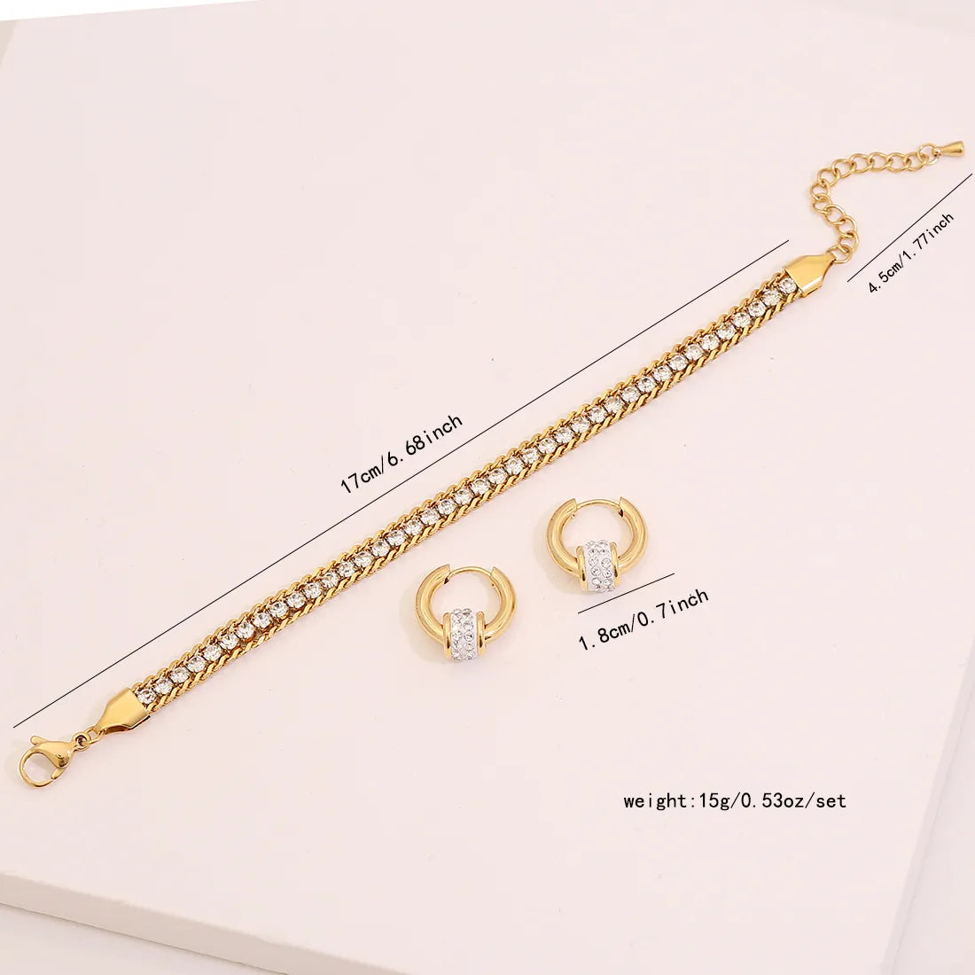 Amely Bracelet & Earrings Set 18K Gold Filled Stainless Steel