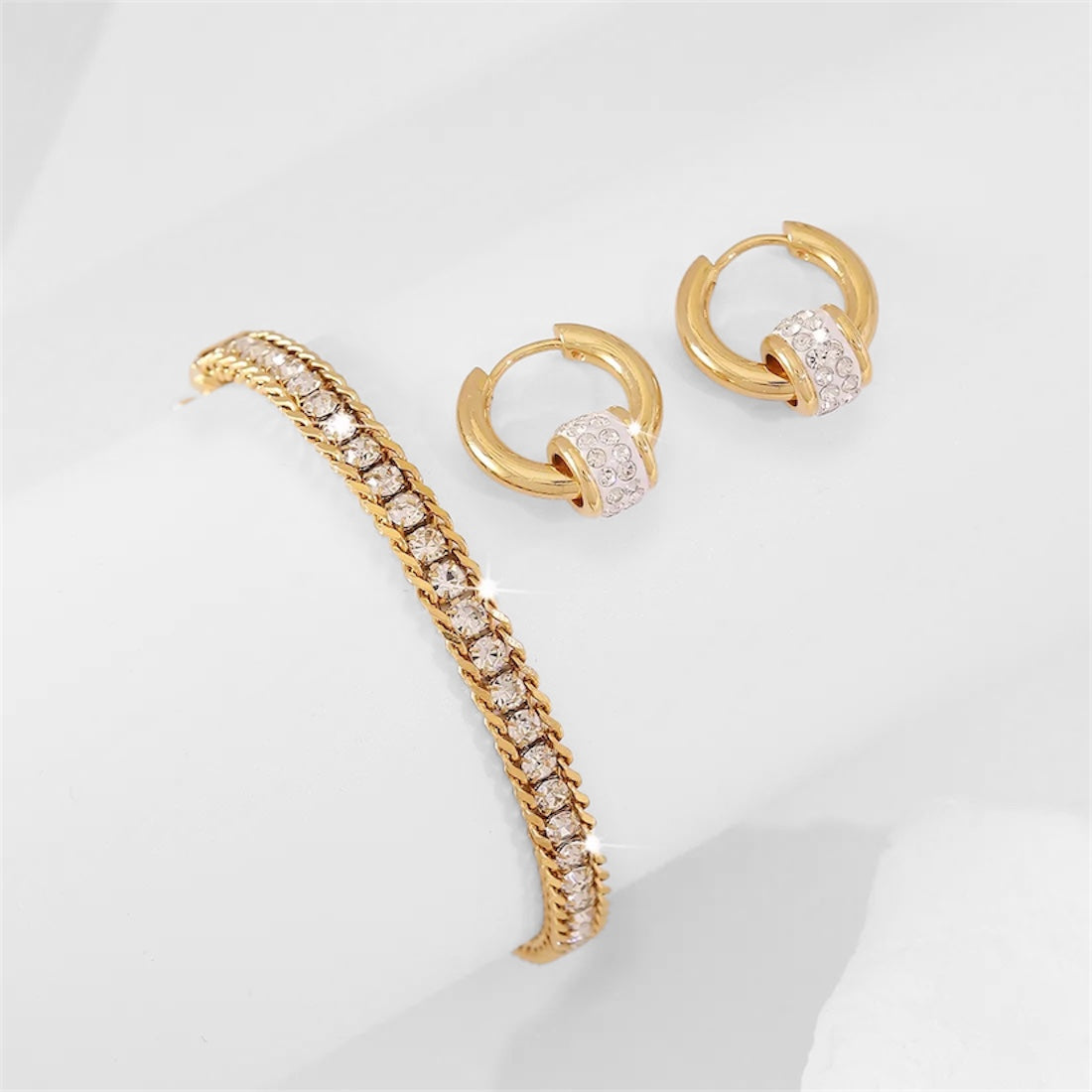 Amely Bracelet & Earrings Set 18K Gold Filled Stainless Steel