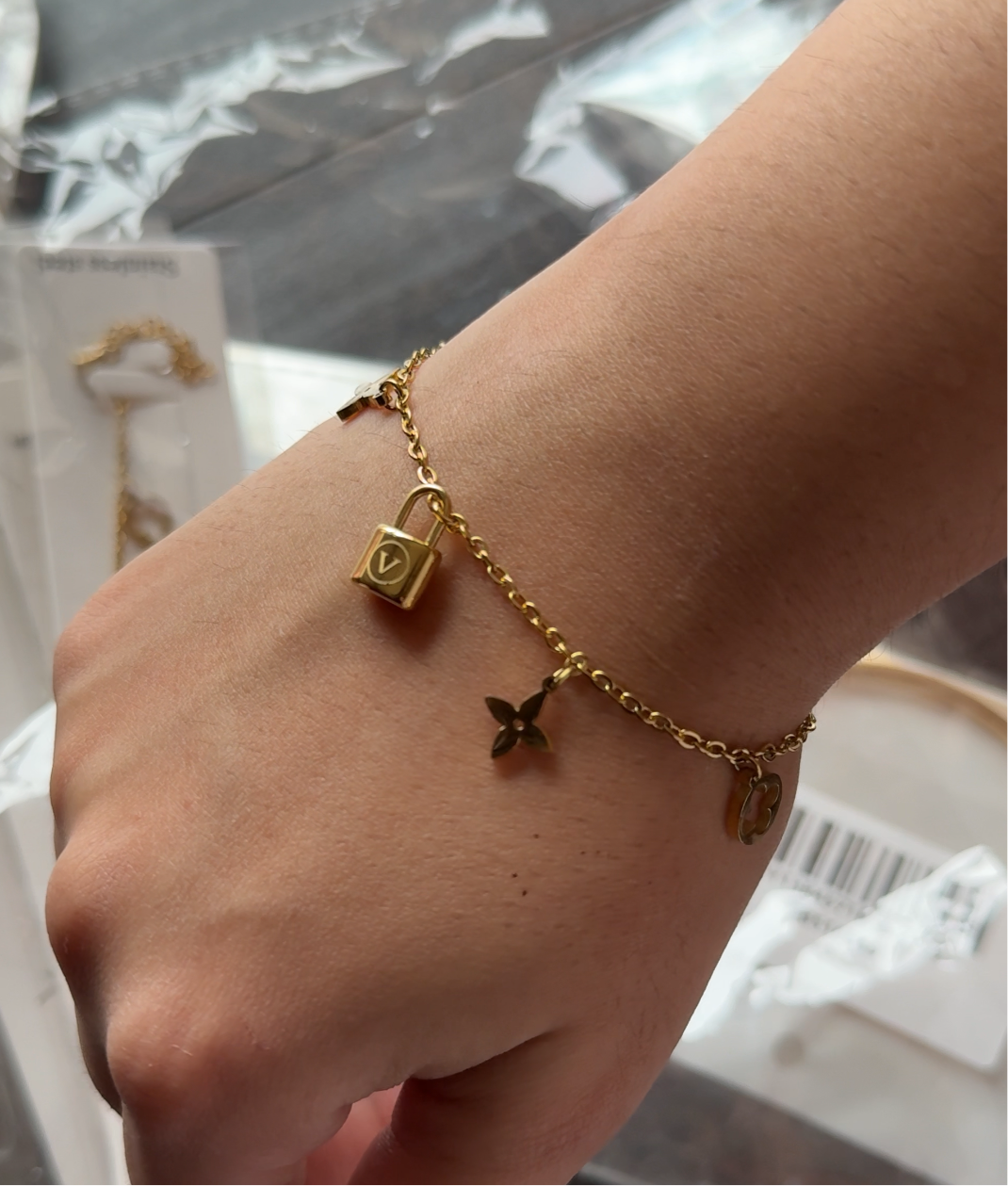 LV Charm Bracelet 18K Gold Filled S.Steel