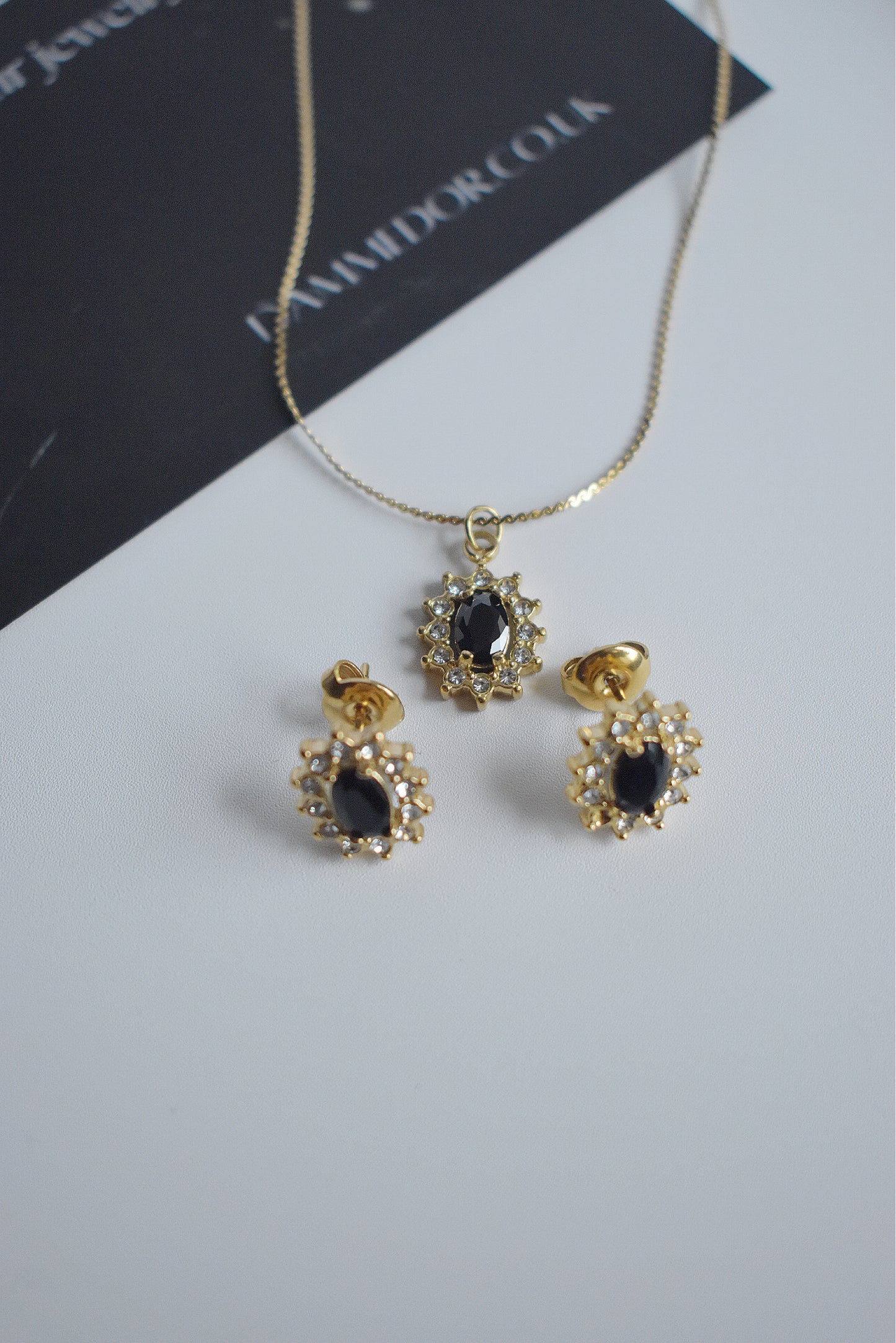Solene - 18K Gold Filled Jewelry Set | Necklace & Earrings Studs Stainless Steel