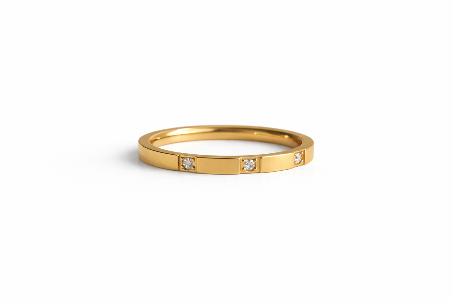 Triple Stone 18K Gold Filled Ring