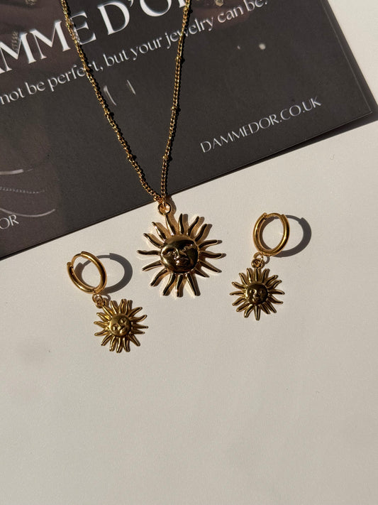 Solena 18K Gold Jewelry Set Earrings & Necklace