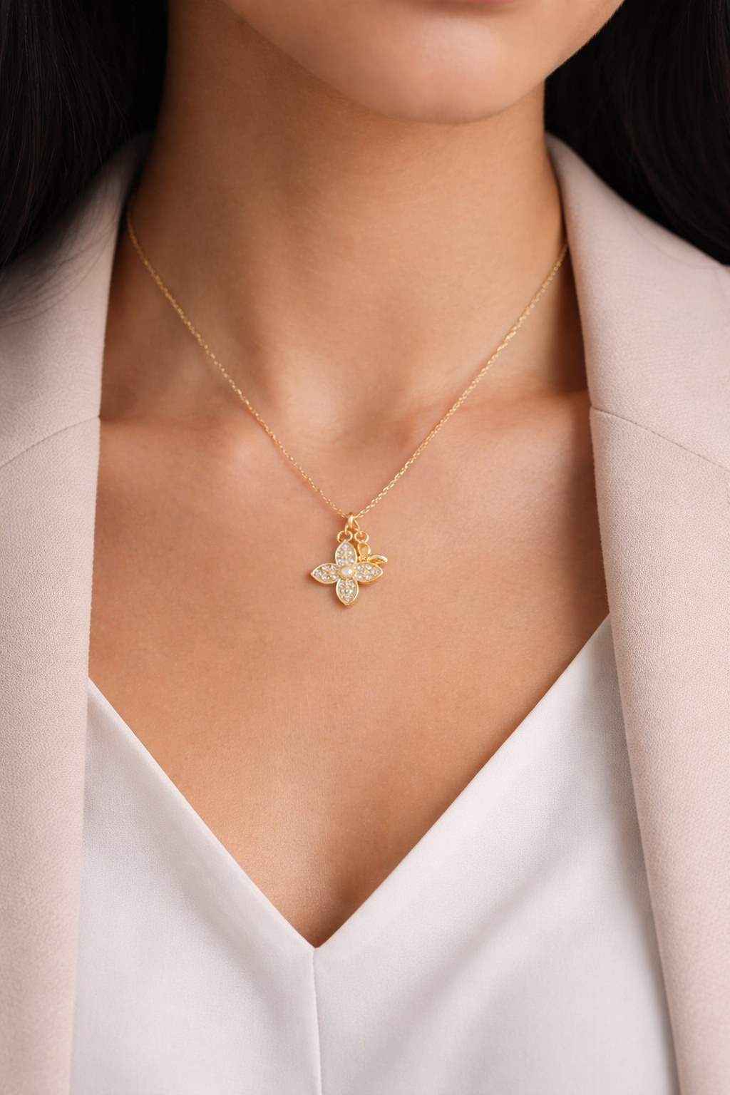 SOFIA - Floral 18K Gold Filled Charm Necklace