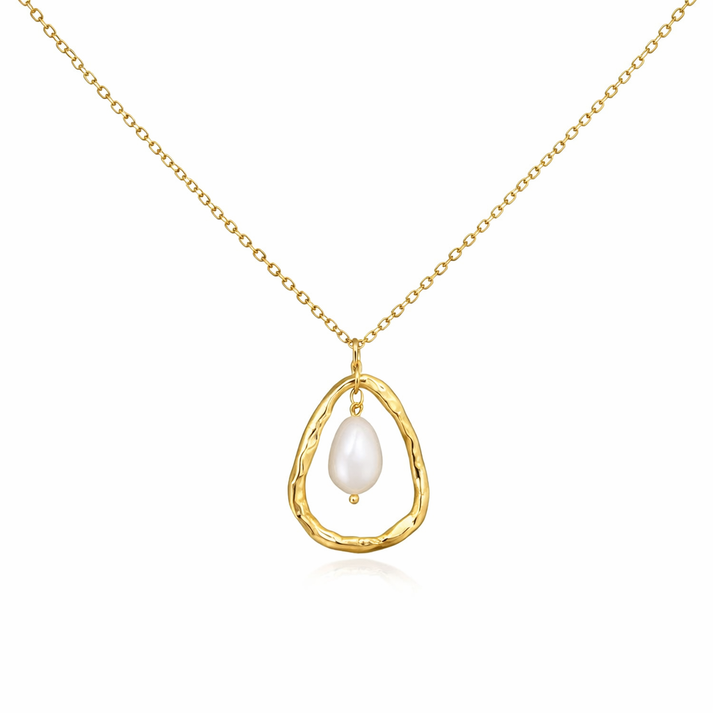 Pearl 18K Gold Filled Halo Necklace – Timeless Elegance