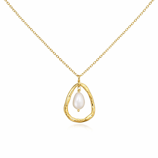 Pearl 18K Gold Filled Halo Necklace – Timeless Elegance