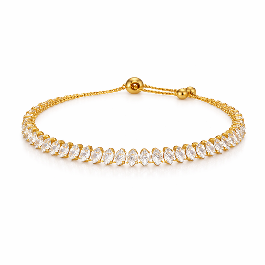 Eira Cubic Zirconia Stone Bracelet 18K Gold Filled Meaning Love- Resizable