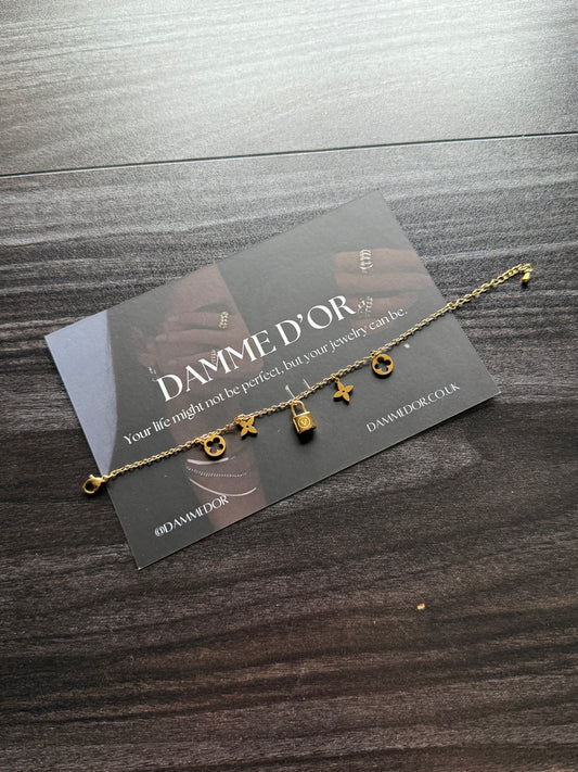 LV Charm Bracelet 18K Gold Filled S.Steel